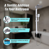WELS 10 Rain Shower Head Set Square Dual Heads High Pressure with Handheld in Chrome - Rear View
