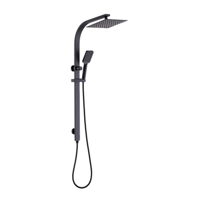 WELS 10 Rain Shower Head Set Square Dual Heads High Pressure with Handheld in Black