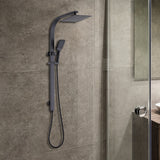 WELS 10 Rain Shower Head Set Square Dual Heads High Pressure with Handheld in Black - Front View