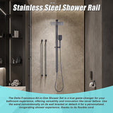 WELS 10 Rain Shower Head Set Square Dual Heads High Pressure with Handheld in Black - Rear View