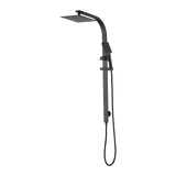 WELS 10 Rain Shower Head Set Square Dual Heads High Pressure with Handheld in Black - Close-Up Angle