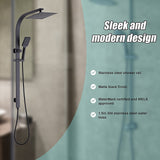 WELS 10 Rain Shower Head Set Square Dual Heads High Pressure with Handheld in Black - Extra Image