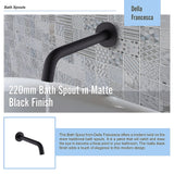220mm Bath Spout in Matte Black Finish - Extra Image