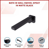 Bath In Wall Swivel Spout in Matte Black - Side View