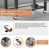 Leveling Casters Swivel Wheels Set of 4, 360 kg Total Load Capacity - Extra Image
