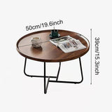 Side Table for Living Room Round Coffee Table - Rear View