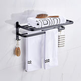 Towel Rack Folding Holder with Hook Accessories Wall Hanger Aluminium Bar Shelf - 45-Degree Angle