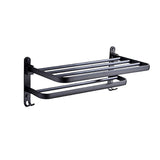 Towel Rack Folding Holder with Hook Accessories Wall Hanger Aluminium Bar Shelf - Close-Up Angle