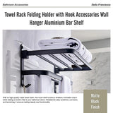 Towel Rack Folding Holder with Hook Accessories Wall Hanger Aluminium Bar Shelf - Extra Image