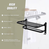 Towel Rack Folding Holder with Hook Accessories Wall Hanger Aluminium Bar Shelf - Extra Image