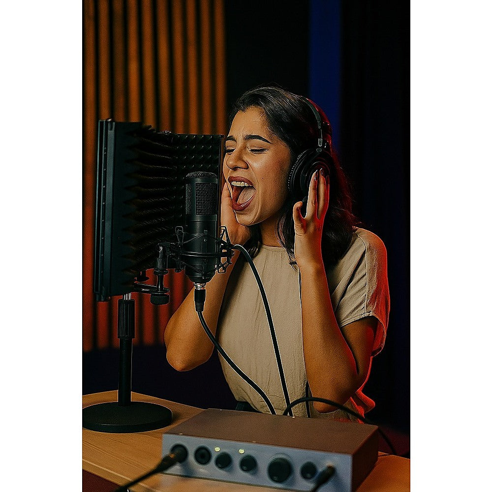 3 Panels Microphone Isolation Shield Mic Sound Absorbing Foam Reflector