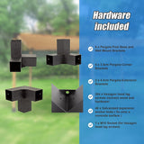 Roof Pergola Gazebo Shed Matte Black Steel Brackets and Coffee Screen DIY Kits - Low Angle