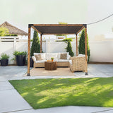 Roof Pergola Gazebo Shed Matte Black Steel Brackets and Black Screen DIY Kits - Front View