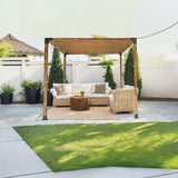 Roof Pergola Gazebo Shed Matte Black Steel Brackets and Coffee Screen DIY Kits - Front View