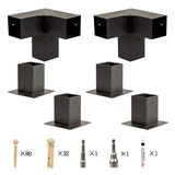 Roof Pergola Gazebo Shed Matte Black Steel Brackets and Black Screen DIY Kits - Close-Up Angle