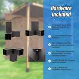 Roof Pergola Gazebo Shed Matte Black Steel Brackets and Black Screen DIY Kits - Low Angle