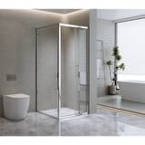 40mm Adjustable Contemporary Corner Sliding Chrome Shower Screen 116x80cm - Front View