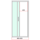 40mm Adjustable Contemporary Corner Sliding Chrome Shower Screen 90x92cm - Rear View