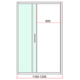 40mm Adjustable Contemporary Corner Sliding Chrome Shower Screen 120x92cm - Rear View