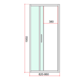 40mm Adjustable Contemporary Corner Sliding Chrome Shower Screen 86x101cm - Rear View