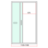 40mm Adjustable Contemporary Corner Sliding Chrome Shower Screen 116x101cm - Rear View