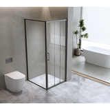 40mm Adjustable Contemporary Corner Sliding Black Shower Screen 116x80cm - Side View