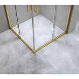 Adjustable 900x1100mm Double Sliding Door Glass Shower Screen in Gold - Top-Down View