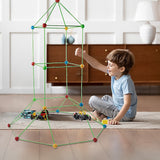 217pcs Kids Construction Fort Building Kit Castles 3D Play House Tent Toys - Front View