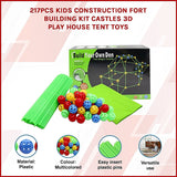 217pcs Kids Construction Fort Building Kit Castles 3D Play House Tent Toys - Side View
