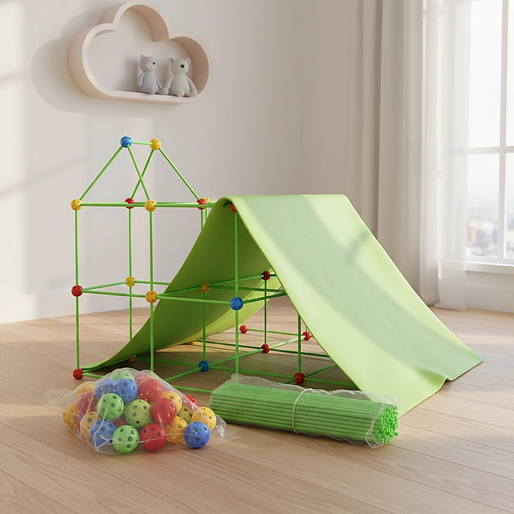 217pcs Kids Construction Fort Building Kit Castles 3D Play House Tent Toys