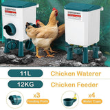 Chicken Feeder Water Food Treadle Poultry Feeding 12KG Large Capacity 11L - Side View