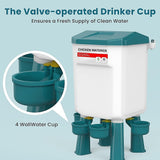 Chicken Feeder Water Food Treadle Poultry Feeding 12KG Large Capacity 11L - 45-Degree Angle