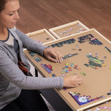 1500 Piece Rotating Wooden Jigsaw Puzzle Table 6 Drawers Board - Top-Down View