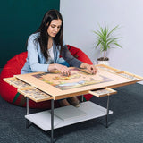 1500 Piece Rotating Wooden Jigsaw Puzzle Table 6 Drawers Board - 45-Degree Angle