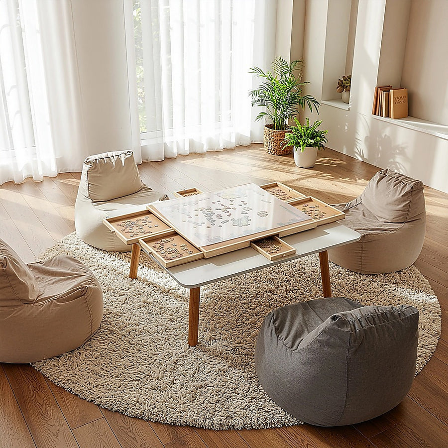 1500 Piece Rotating Wooden Jigsaw Puzzle Table 6 Drawers Board, image 7