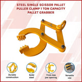 Steel Single Scissor Pallet Puller Clamp 1 Ton Capacity Pallet Grabber - Side View