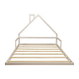 Pine Wood Floor Bed House Frame for Kids and Toddlers - Rear View