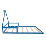 Pine Wood Floor Bed House Frame for Kids and Toddlers - Rear View