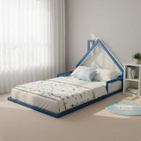 Pine Wood Floor Bed House Frame for Kids and Toddlers - 45-Degree Angle