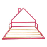 Pine Wood Floor Bed House Frame for Kids and Toddlers - Rear View