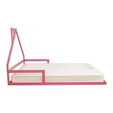 Pine Wood Floor Bed House Frame for Kids and Toddlers - Close-Up Angle