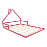 Pine Wood Floor Bed House Frame for Kids and Toddlers - Low Angle