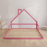Pine Wood Floor Bed House Frame for Kids and Toddlers - Side View
