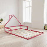 Pine Wood Floor Bed House Frame for Kids and Toddlers - 45-Degree Angle