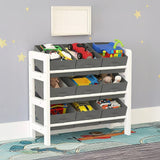 Kids Toy Box Storage Unit Drawers Childrens Bedroom Shelf Baby Nursery Furniture Grey - Front View