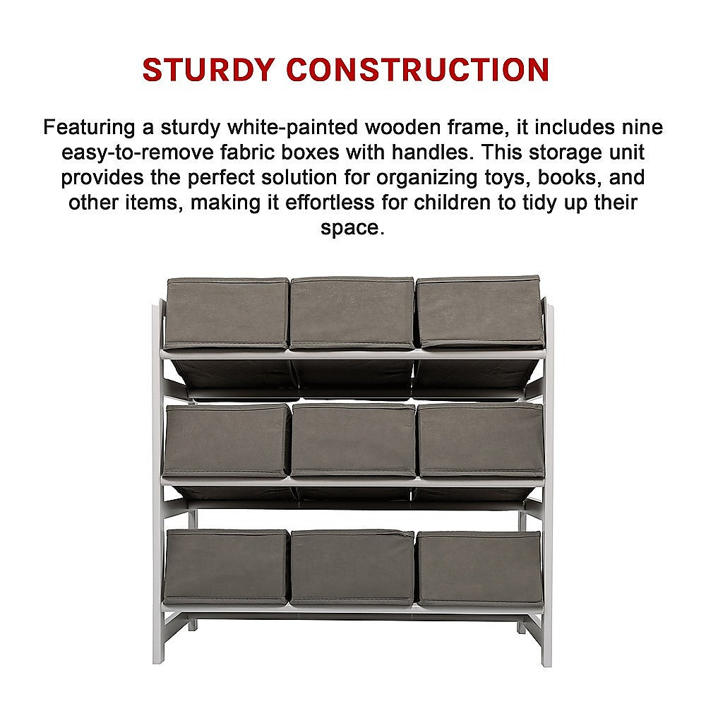 Kids Toy Box Storage Unit Drawers Childrens Bedroom Shelf Baby Nursery Furniture Grey