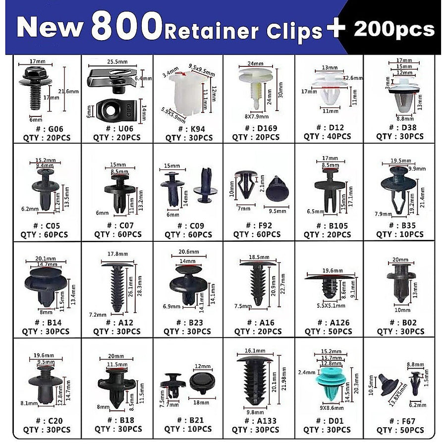 1000PCS Car Retainer Clips Auto Fasteners Push Trim Clips Pin Rivet Bumper Kit, image 7