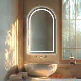 Arched LED Wall Mirror Bathroom Mirrors Makeup Anti-fog 600mm x 1000mm - Front View