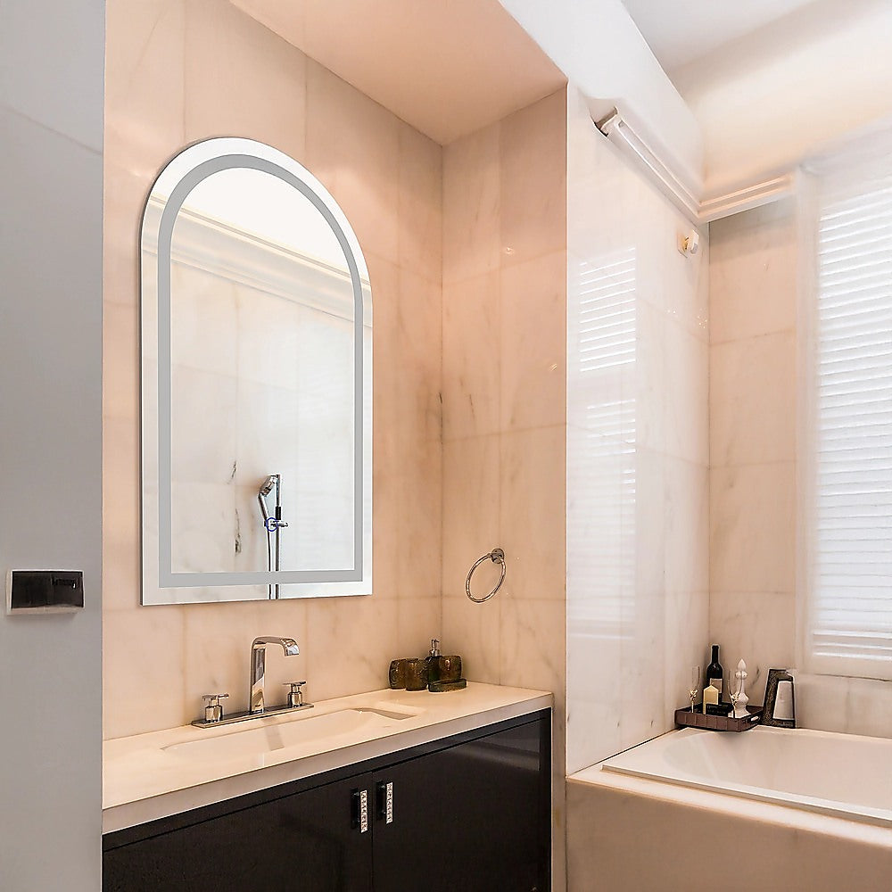 Arched LED Wall Mirror Bathroom Mirrors Makeup Anti-fog 600mm x 1000mm