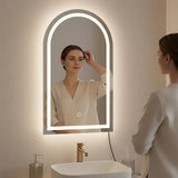 Arched LED Wall Mirror Bathroom Mirrors Makeup Anti-fog 600mm x 1000mm - 45-Degree Angle